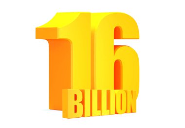 Altın 16 Milyar görünüm beyaz arka plan 33D illüstrasyon