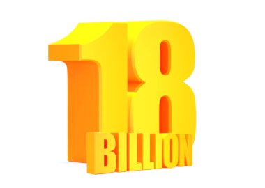 Altın 18 Milyar Görünüm Beyaz arka plan 33D illüstrasyon