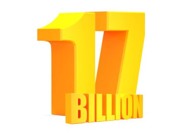 Altın 17 Milyar Beyaz Arkaplan 33D Görüntü