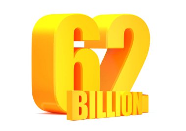 Altın 62 Milyar, beyaz arka plan 33D illüstrasyon hakkında konuşuyor
