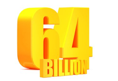 Altın 64 Milyar Sözcük beyaz arka plan 33D illüstrasyon