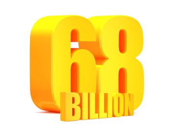 Altın 68 Milyar Beyaz arka plan 33D illüstrasyon üzerine kelime görüntüleme