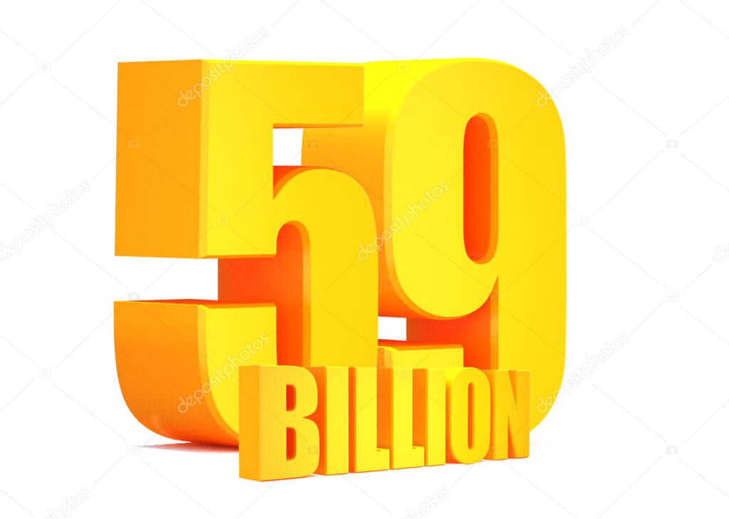 Gold 59 Billion views word on white background.3d illustration