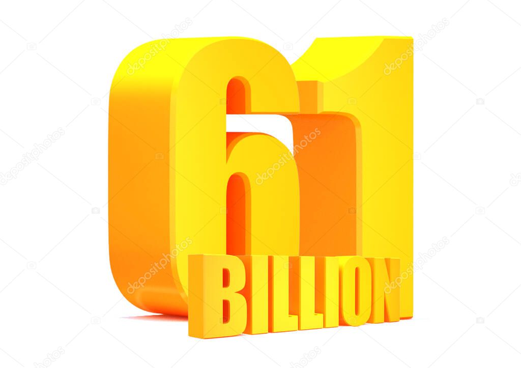 Gold 61 Billion views word on white background.3d illustration