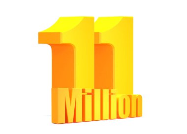 Altın rengi 11 milyon görüntüleme beyaz arka plan 33D illüstrasyon