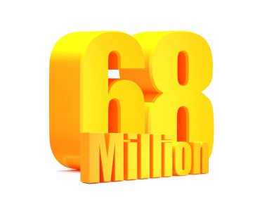 Altın 68 milyon görüntüleme beyaz arka plan 33D illüstrasyon