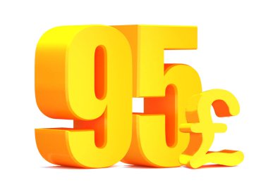 Beyaz arka planda altın rengi 95 poundluk kelime. 3d illüstrasyon