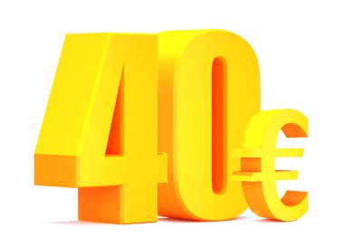 Beyaz arka planda altın rengi 40 Euro. 3d illüstrasyon