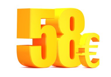 Beyaz arka planda altın 58 Euro. 3d illüstrasyon