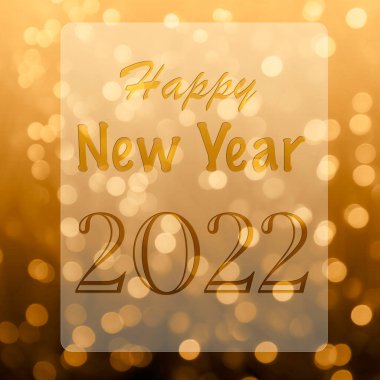 Mutlu yıllar 2022 metinleri. Holliday kompozisyonu. Altın bokeh, şeffaf altın metin. 