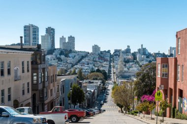 Lombard Caddesi, ABD 'den San Francisco silueti manzarası