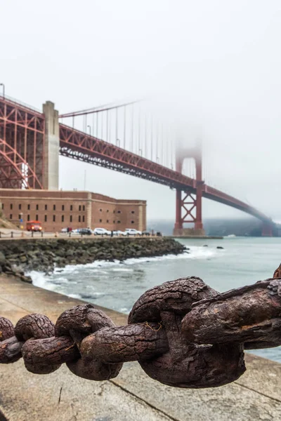 Prachtige Oude Schakel Ketting Hek Bij Golden Gate Bridge San — Stockfoto