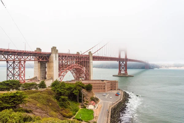 Сценічний Міст Золоті Ворота Тумані Форт Пойн Сан Франциско Сша — стокове фото