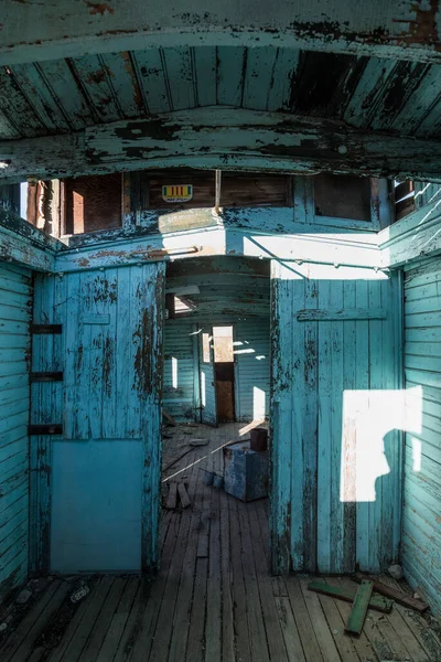 Вид Внутри Старого Поезда Городе Призраке Риолите Долине Смерти Сша — стоковое фото
