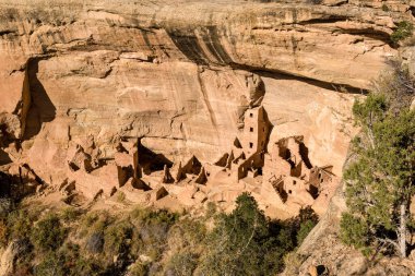 Mesa Verde Ulusal Parkı 'ndaki Ünlü Kare Ev, ABD
