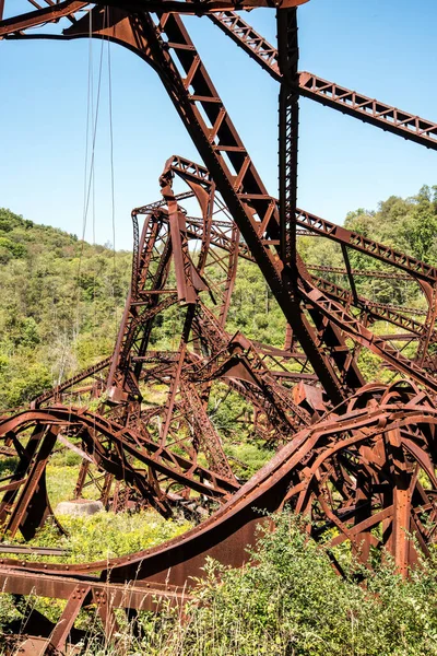 Destruiu Histórica Ponte Ferroviária Kinzua Depois Que Tornado Passou Pensilvânia — Fotografia de Stock