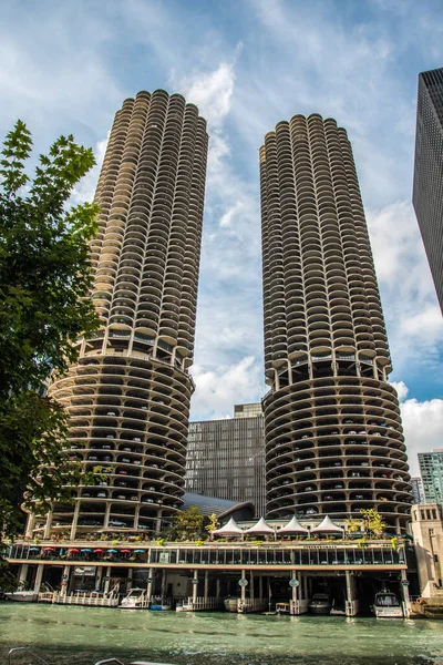 Famous Marina City Twin Towers Chicago Usa — 스톡 사진