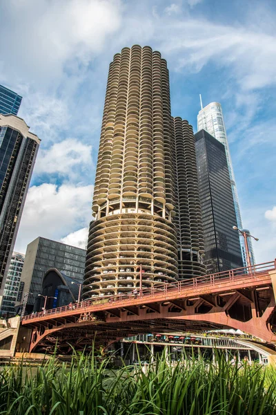 Famous Marina City Twin Towers Chicago Usa — Fotografia de Stock