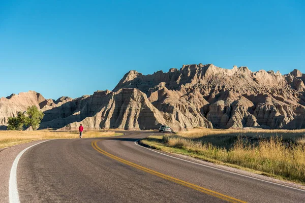 Główna Droga Prowadząca Przez Park Narodowy Badlands Usa — Zdjęcie stockowe