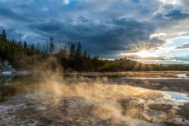 Yellowstone Ulusal Parkı 'ndaki Buharlı Çamur Bölgesi, ABD