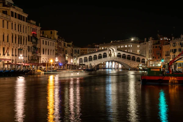 Pont Rialto Canal Grande Nuit Venise Italie — Photo
