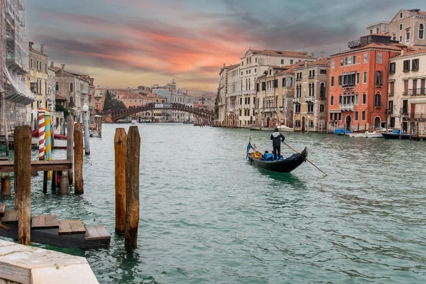 Gondoliere Auf Dem Canal Grande Venedig Italien — Stockfoto