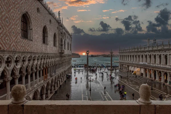 Plac Świętego Marka Wenecji Podczas Złej Pogody Przypływu Włochy — Zdjęcie stockowe