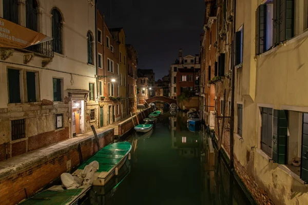 Midnight Canal Cannaregio Nobody Street Venice Italy — Stockfoto