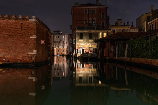 Friedlicher Kanal Viertel Cannaregio Bei Nacht Venedig Italien — Stockfoto