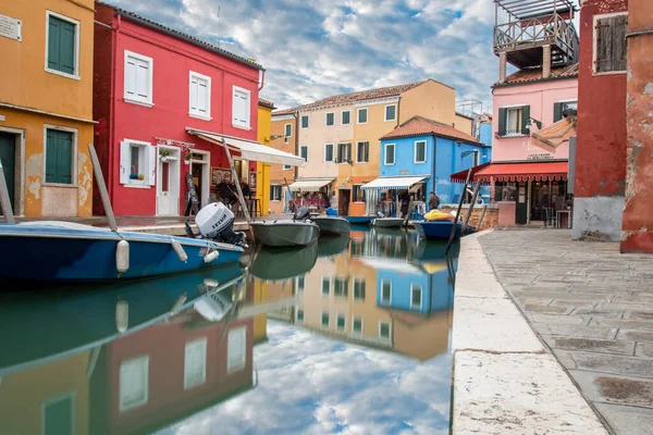 Colorful Houses Rio Assassini Burano Island Scenic Sky Island Venice — Stock Photo, Image