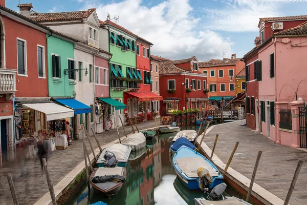 Barevné Domy Rio Pontinello Ostrově Burano Benátky Itálie — Stock fotografie