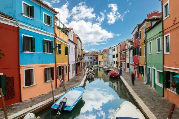 Colorful Houses Rio Pontinello Burano Island Scenic Sky Island Venice — Stock Photo, Image