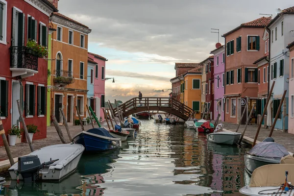 Barevné Domy Rio Pontinello Ostrově Burano Benátky Itálie — Stock fotografie