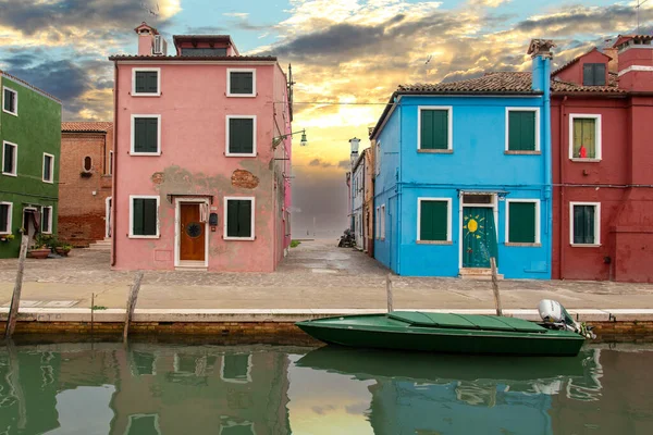 Case Colorate Burano Sotto Cielo Panoramico Isola Venezia Italia — Foto Stock