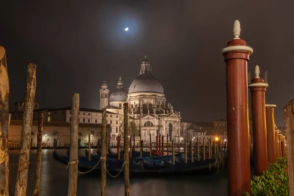 Antigua Iglesia Barroca Santa Maria Della Salute Noche Venecia Italia — Foto de Stock