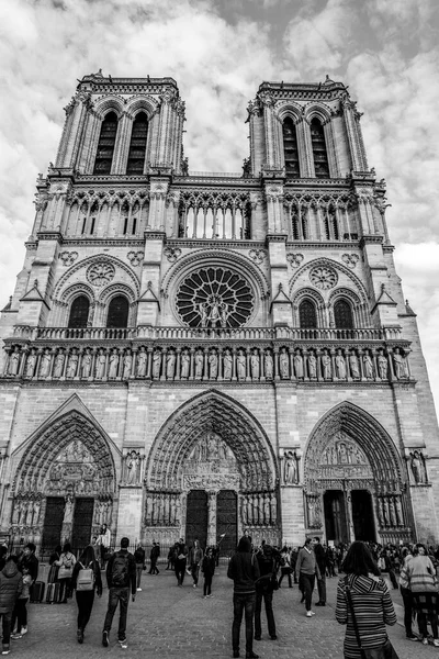 Beautiful Portal Famous Notre Dame Cathedral Paris Fire France — Fotografie, imagine de stoc
