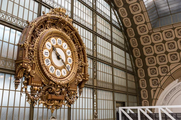 Ornate Clock Main Hall Famous Museum Orsay Paris France — стоковое фото