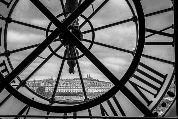 Pohled Kostel Sacre Coeur Montmartre Přes Velké Hodiny Museum Orsay — Stock fotografie