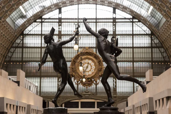 Ornate Clock Main Hall Famous Museum Orsay Paris France — Foto de Stock