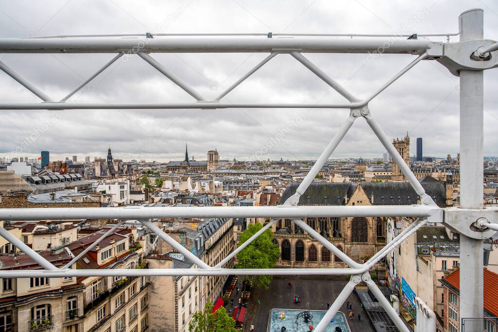 Modern architecture and scenic view from Centre Pompidou in Paris, France