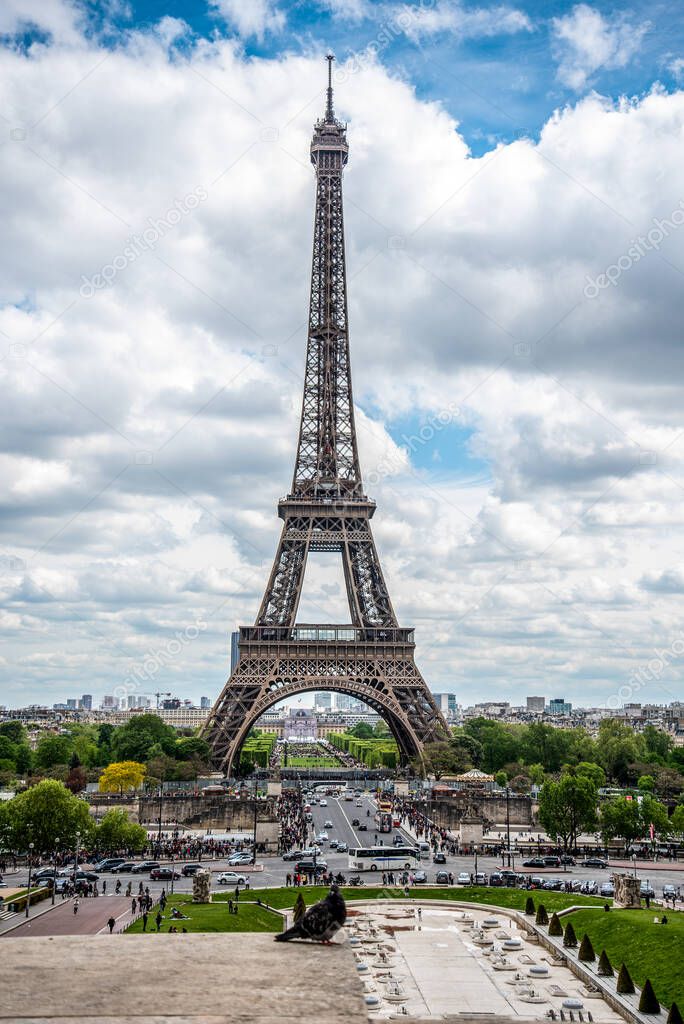 View of the Eiffel Tower from Trocadero Garden, Paris, France