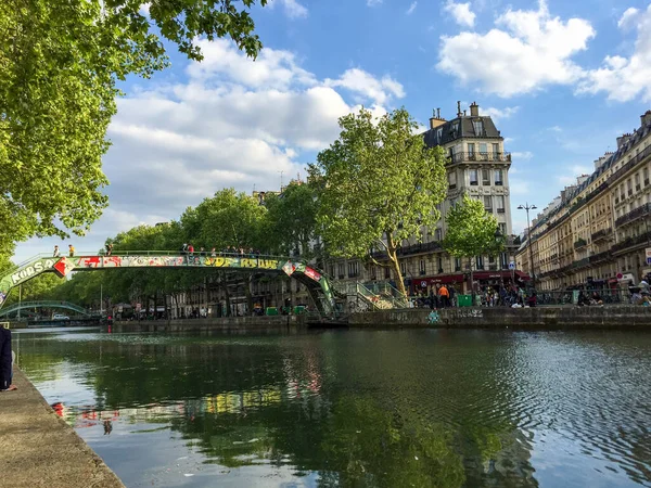 Calm Canal Saint Martin Paris Summer France — Stockfoto