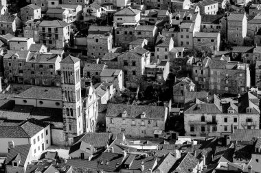 Hırvatistan 'ın Dr. Josip Avelini Park' tan Hvar kasabasından manzara