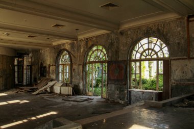 Abandoned former hotel near Dubrovnik in Croatia, left during Jugoslavian war 1991 clipart