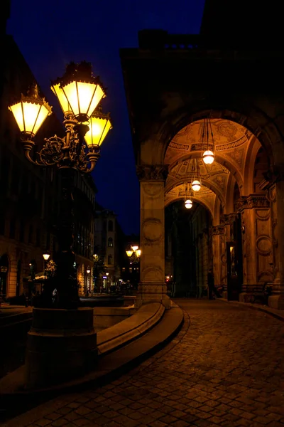 Gevel Van Opera Boedapest Nachts Hongarije — Stockfoto