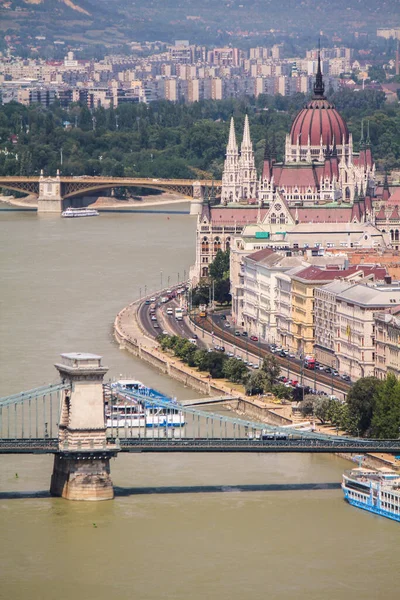 Festői Magyar Parlament Budapesten Gellért Dombról — Stock Fotó