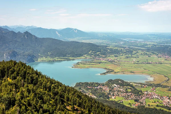 Vista Panorâmica Lago Kochel Nos Alpes Baviera Alemanha — Fotografia de Stock