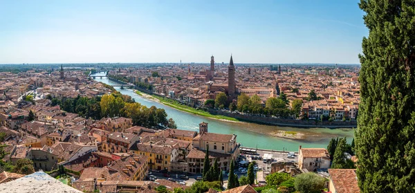 Vista Panorâmica Panorâmica Panorâmica Centro Verona Vista Castel San Pietro — Fotografia de Stock