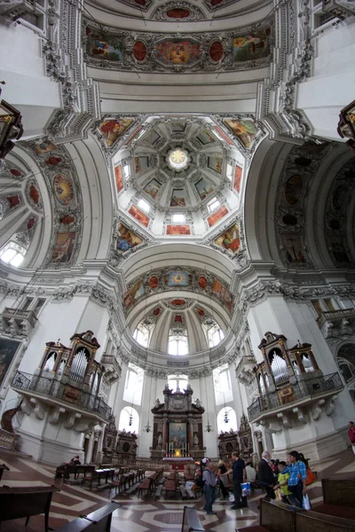 Fresque Panoramique Intérieur Célèbre Cathédrale Salzbourg Autriche — Photo