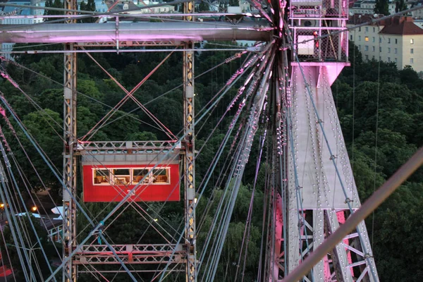 Monter Avec Célèbre Roue Ferris Viennoise Dans Soirée Autriche — Photo